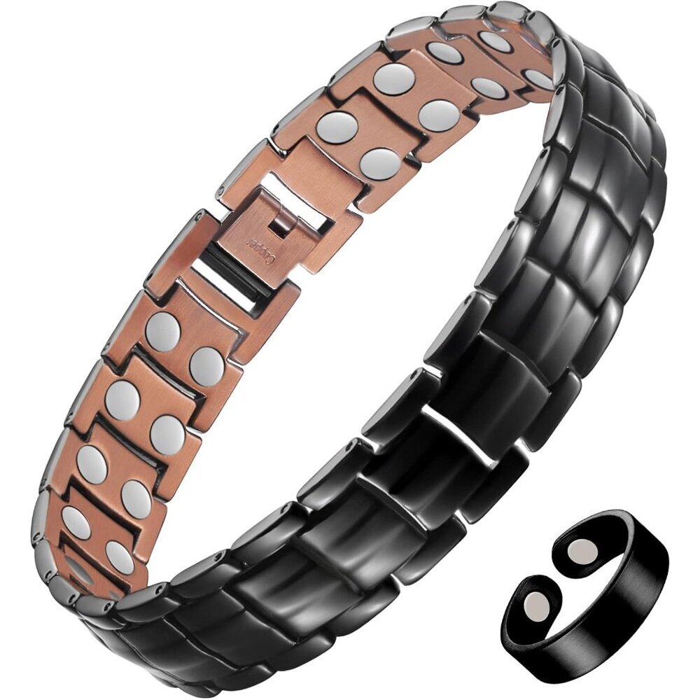 Men's Copper Magnetic Bracelet and Ring Elegant 99.99% Solid Copper Bracelets wi